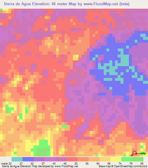 Sierra de Agua,Belize Elevation Map