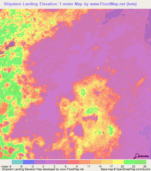 Shipstern Landing,Belize Elevation Map