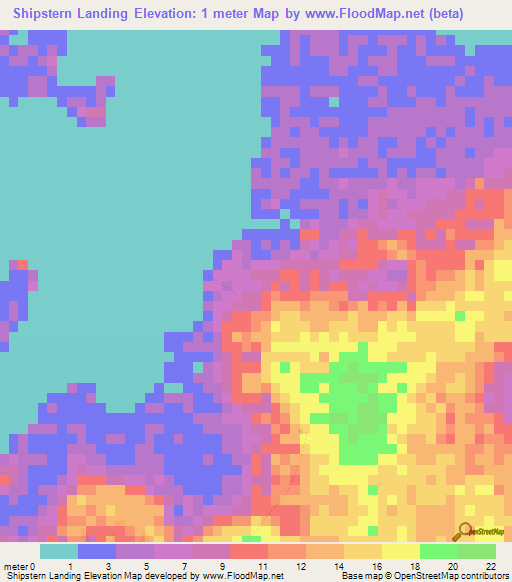 Shipstern Landing,Belize Elevation Map