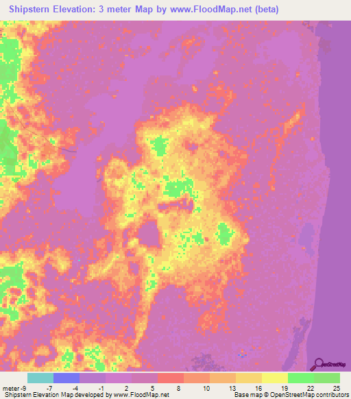 Shipstern,Belize Elevation Map