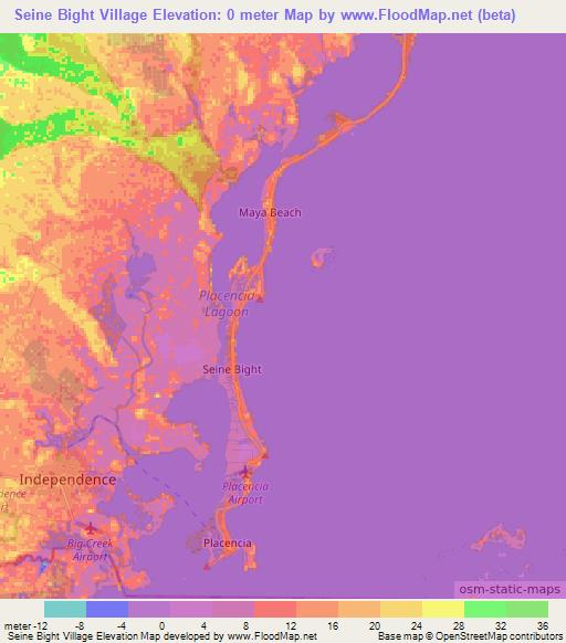 Seine Bight Village,Belize Elevation Map