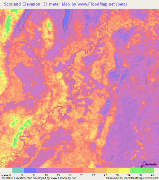 Scotland,Belize Elevation Map