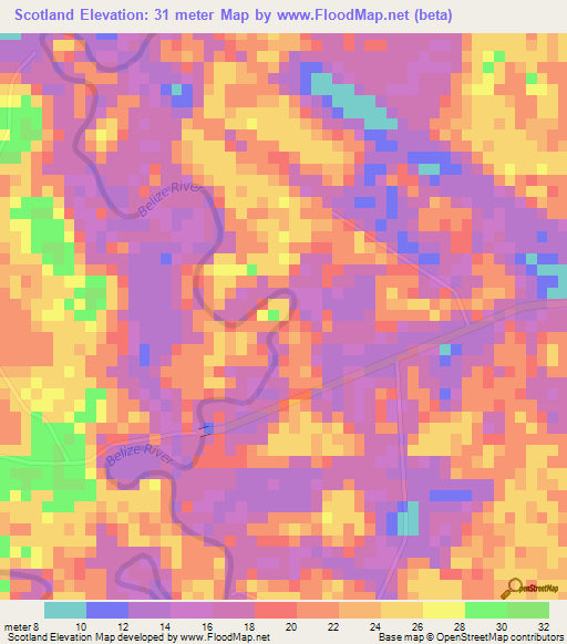 Scotland,Belize Elevation Map