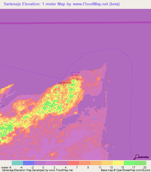 Sarteneja,Belize Elevation Map