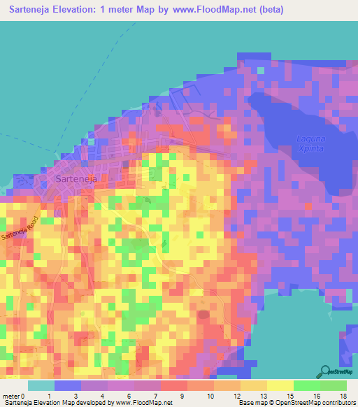 Sarteneja,Belize Elevation Map