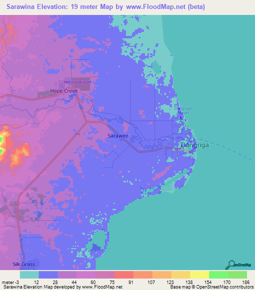 Sarawina,Belize Elevation Map