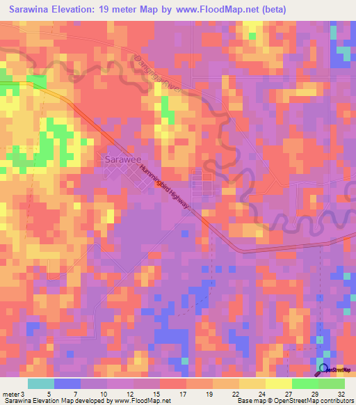Sarawina,Belize Elevation Map