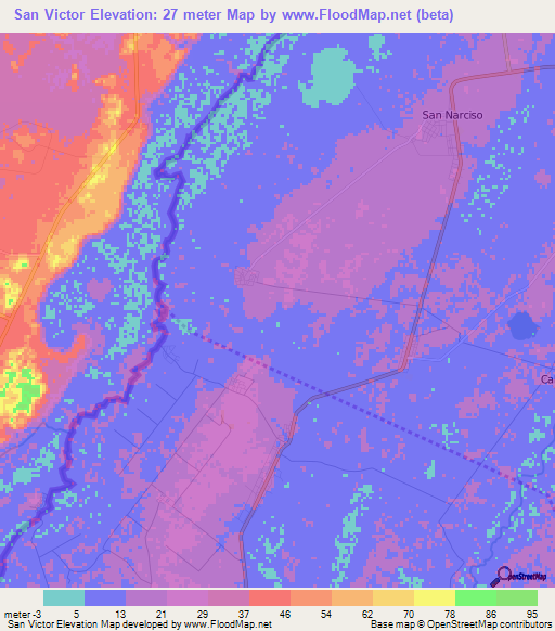 San Victor,Belize Elevation Map