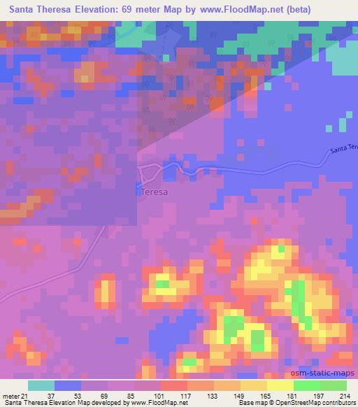 Santa Theresa,Belize Elevation Map