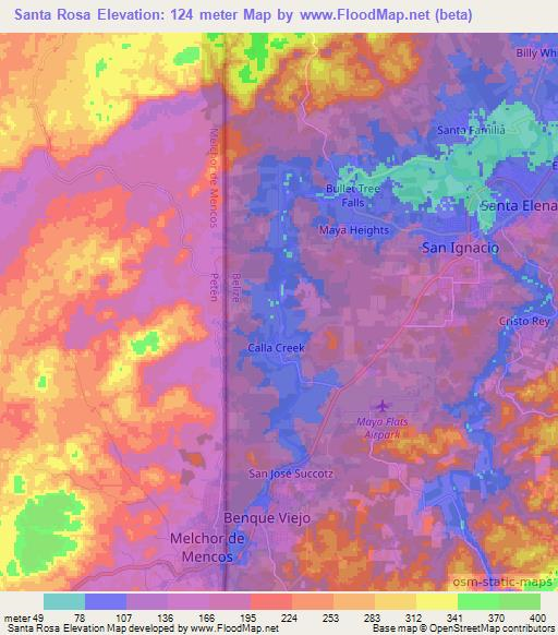 Santa Rosa,Belize Elevation Map