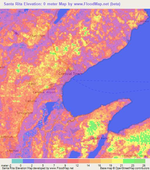 Santa Rita,Belize Elevation Map