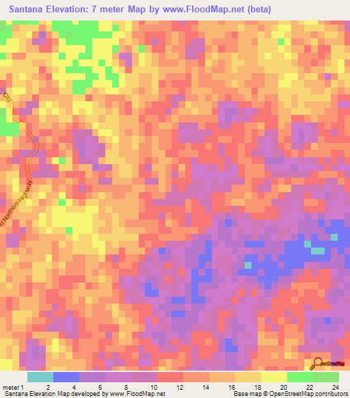 Santana,Belize Elevation Map