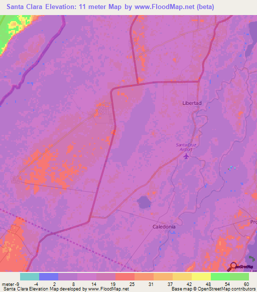 Santa Clara,Belize Elevation Map