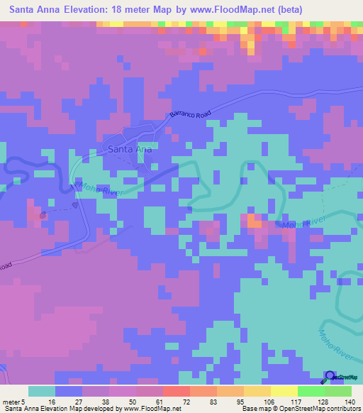 Santa Anna,Belize Elevation Map