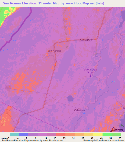 San Roman,Belize Elevation Map