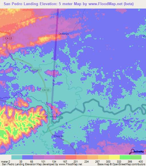 San Pedro Landing,Belize Elevation Map