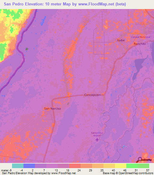 San Pedro,Belize Elevation Map