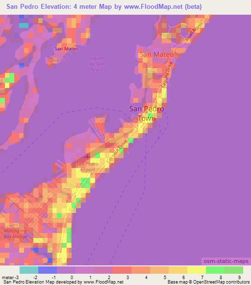 San Pedro,Belize Elevation Map