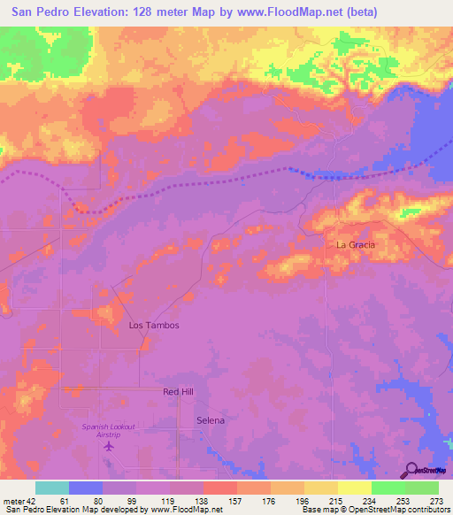 San Pedro,Belize Elevation Map