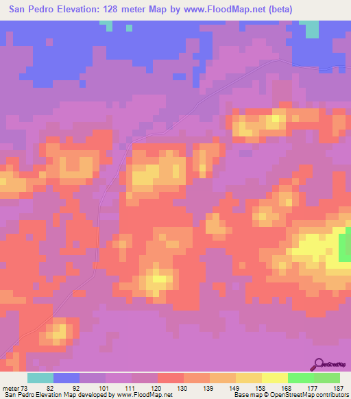San Pedro,Belize Elevation Map