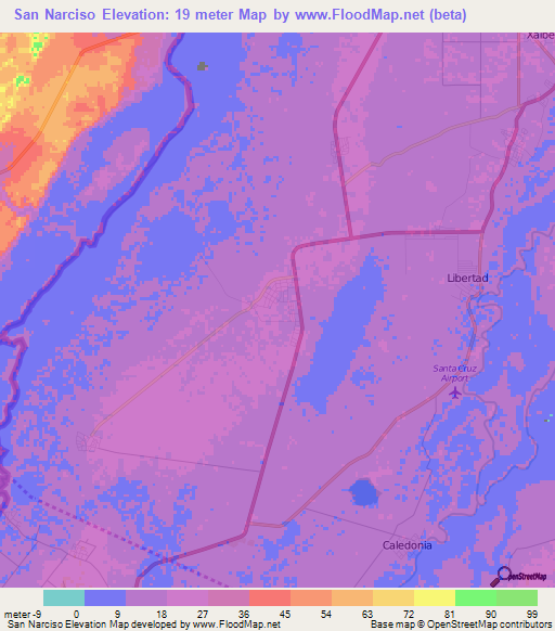 San Narciso,Belize Elevation Map