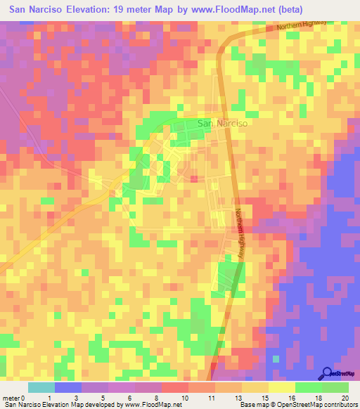 San Narciso,Belize Elevation Map