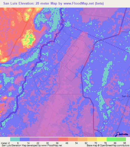 San Luis,Belize Elevation Map