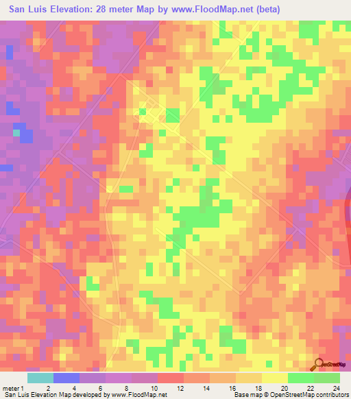 San Luis,Belize Elevation Map