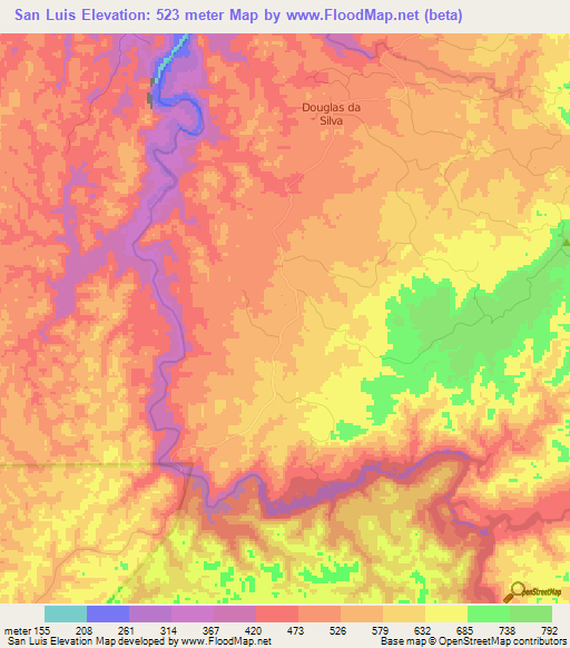 San Luis,Belize Elevation Map