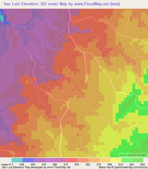 San Luis,Belize Elevation Map