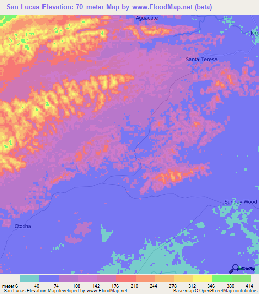 San Lucas,Belize Elevation Map