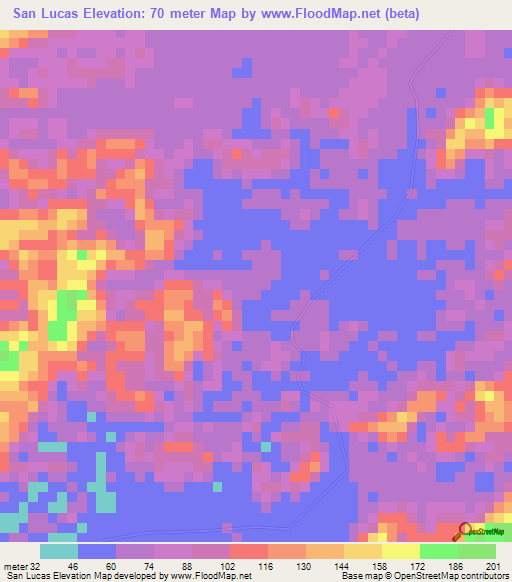 San Lucas,Belize Elevation Map