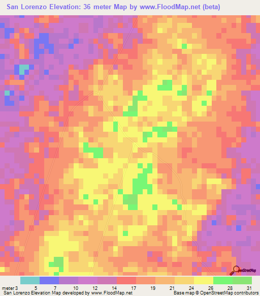 San Lorenzo,Belize Elevation Map