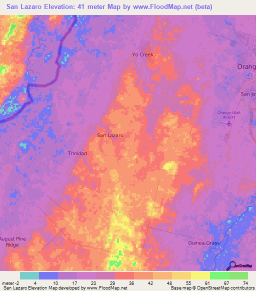 San Lazaro,Belize Elevation Map