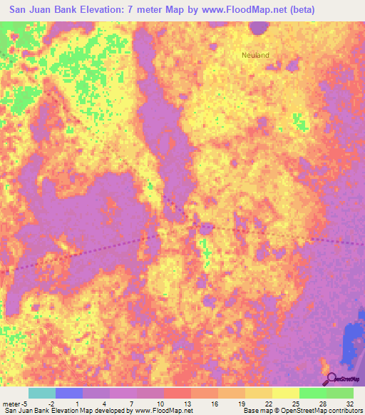 San Juan Bank,Belize Elevation Map