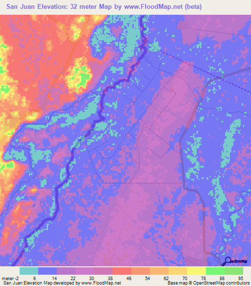 San Juan,Belize Elevation Map