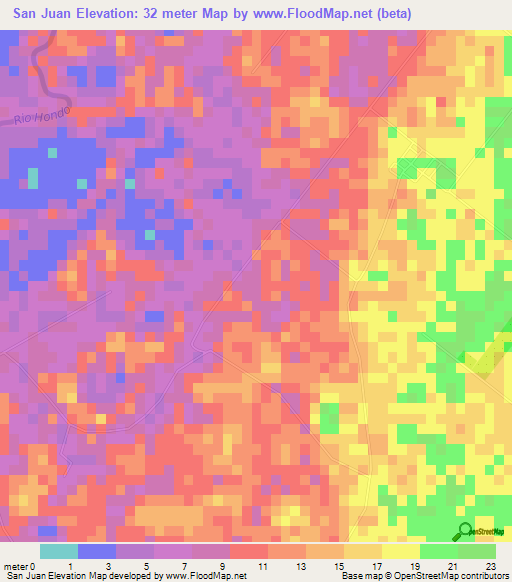 San Juan,Belize Elevation Map