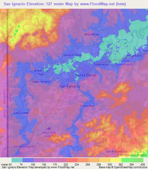 San Ignacio,Belize Elevation Map