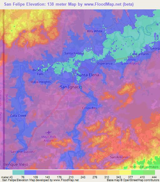 San Felipe,Belize Elevation Map
