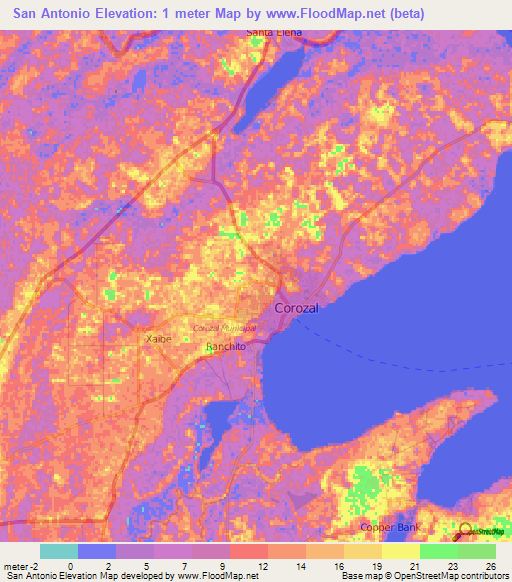 San Antonio,Belize Elevation Map
