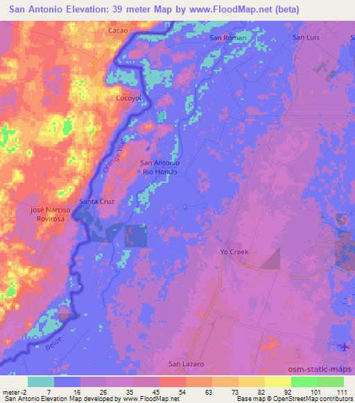 San Antonio,Belize Elevation Map