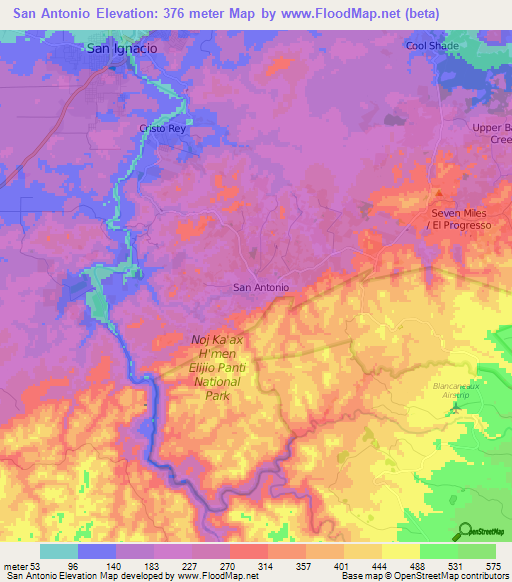 San Antonio,Belize Elevation Map