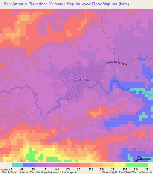 San Antonio,Belize Elevation Map