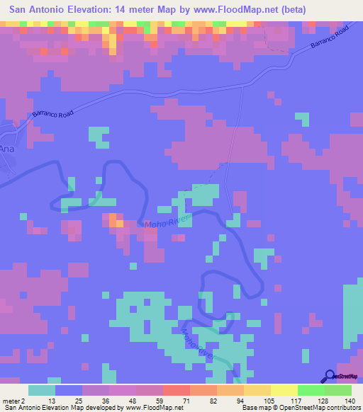 San Antonio,Belize Elevation Map