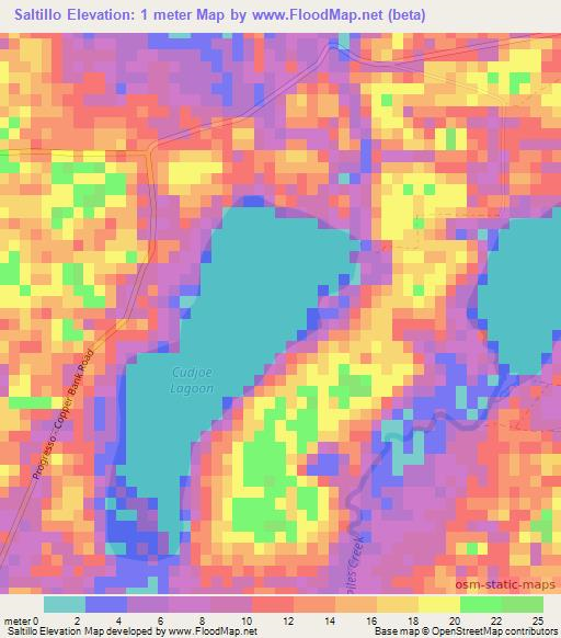 Saltillo,Belize Elevation Map