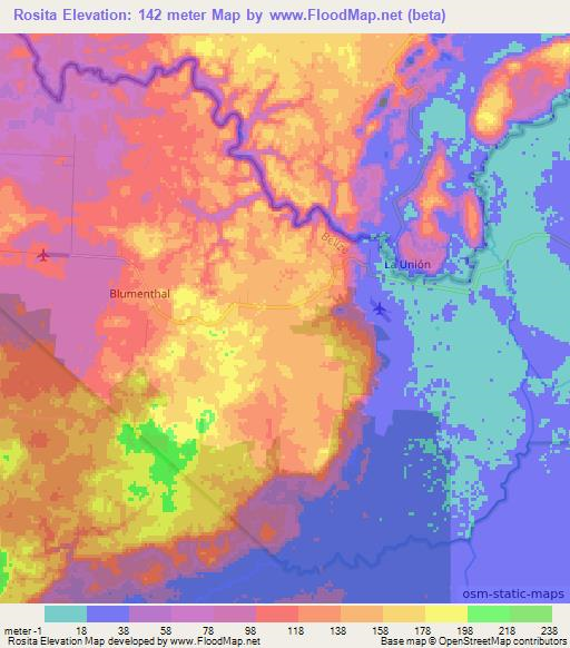 Rosita,Belize Elevation Map