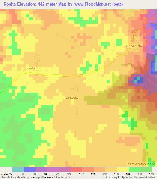 Rosita,Belize Elevation Map