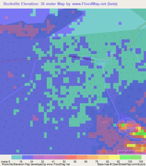 Rockville,Belize Elevation Map