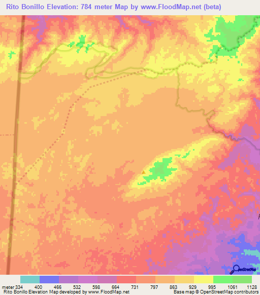 Rito Bonillo,Belize Elevation Map