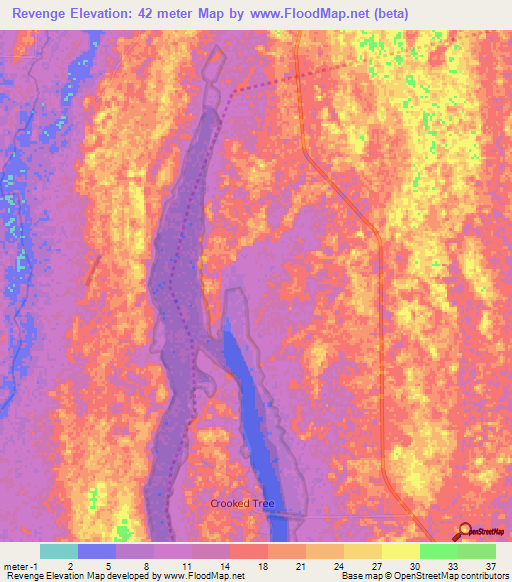 Revenge,Belize Elevation Map